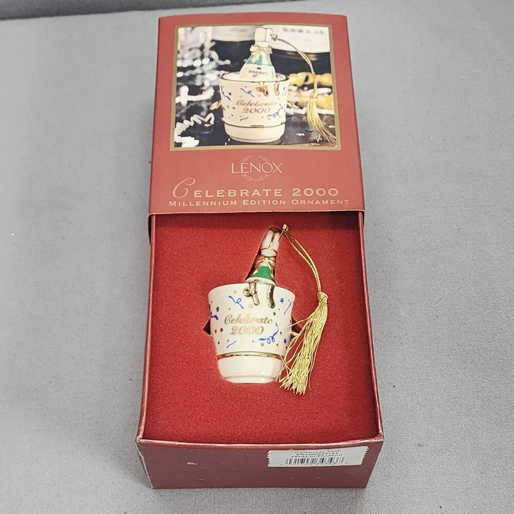 Lenox Celebrate 2000 Millennium Edition Ornament – Champagne Bucket & Bottle‎